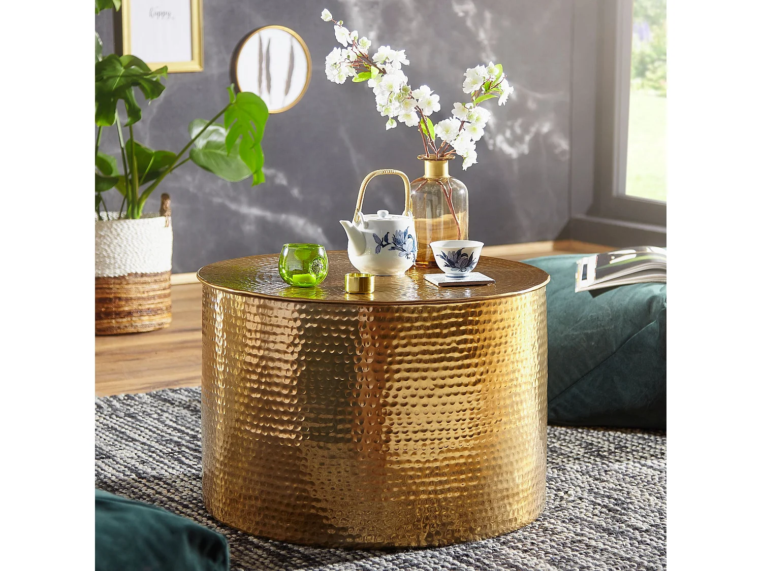 Table Basse Métal 61x40,5x61 cm Table d'appoint Design Bout de canapé