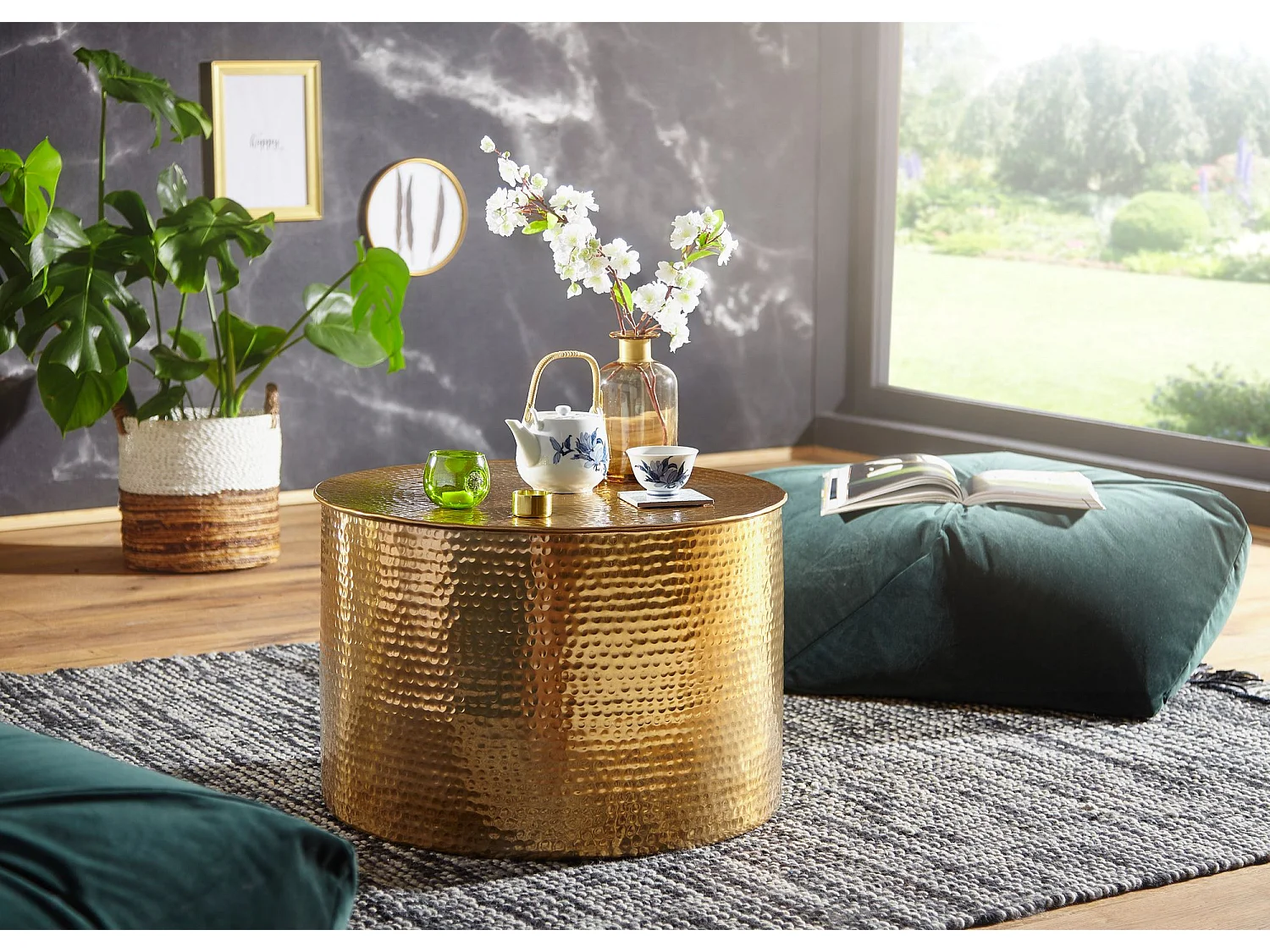 Table Basse Métal 61x40,5x61 cm Table d'appoint Design Bout de canapé