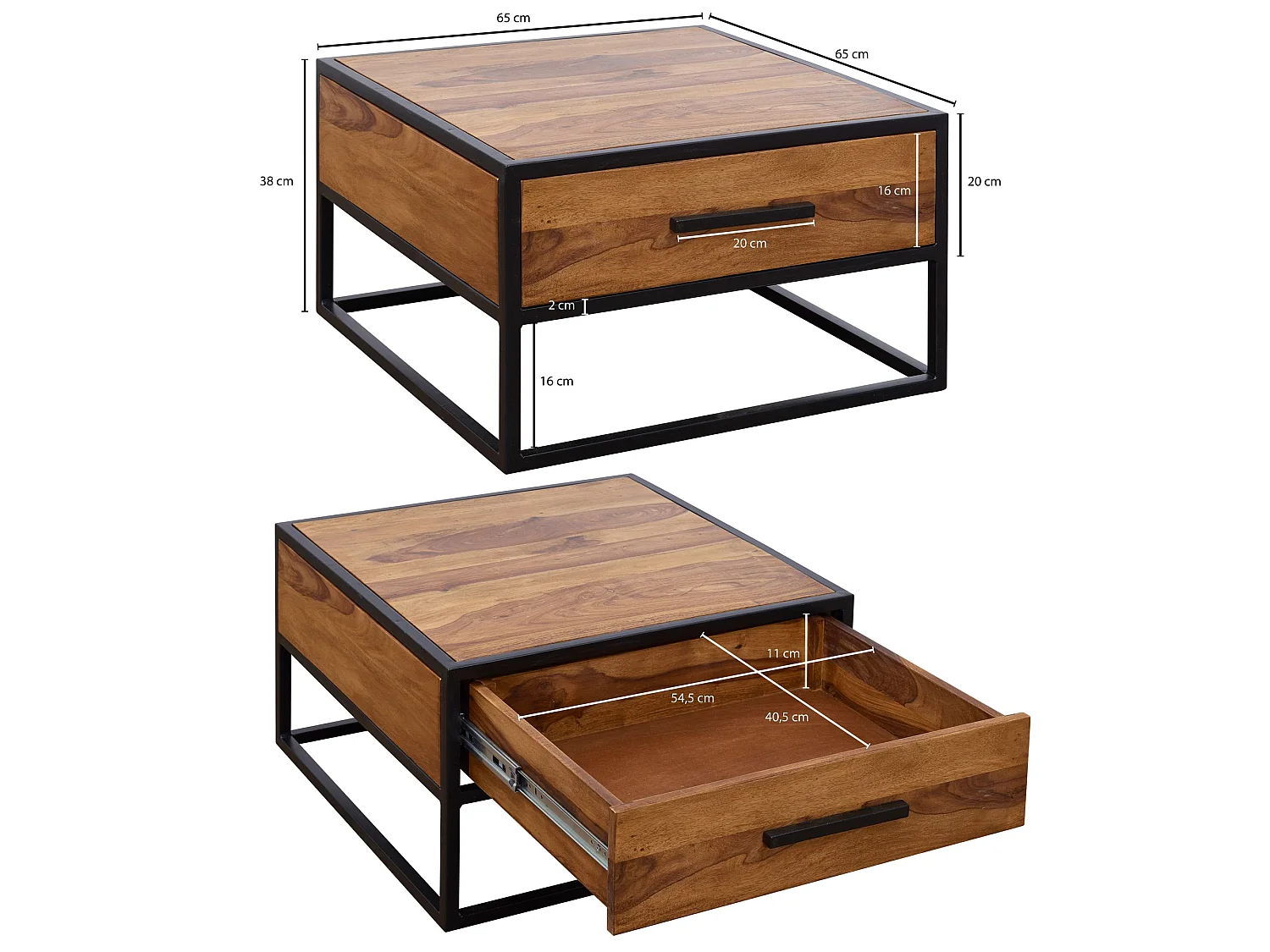 Couchtisch FB51417 Wohnzimmertisch Holz massiv Sofatisch Tisch Braun