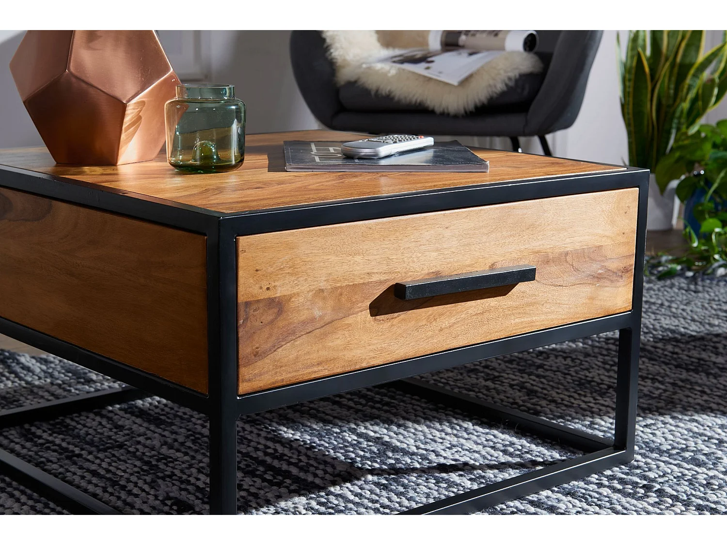 Couchtisch FB51417 Wohnzimmertisch Holz massiv Sofatisch Tisch Braun