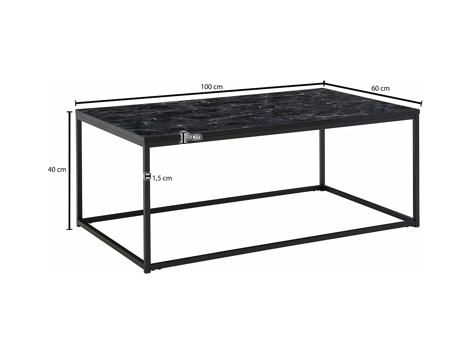 Couchtisch Sofatisch Marmor Optik 100x60x40 cm Wohnzimmertisch Tisch