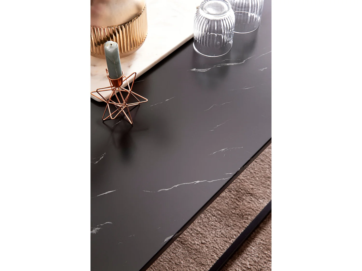 Table Basse de Salon 100x60x40cm Effet Marbré Table Canapé Rectangulaire