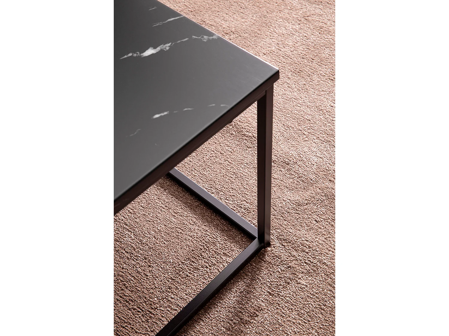 Table Basse de Salon 100x60x40cm Effet Marbré Table Canapé Rectangulaire