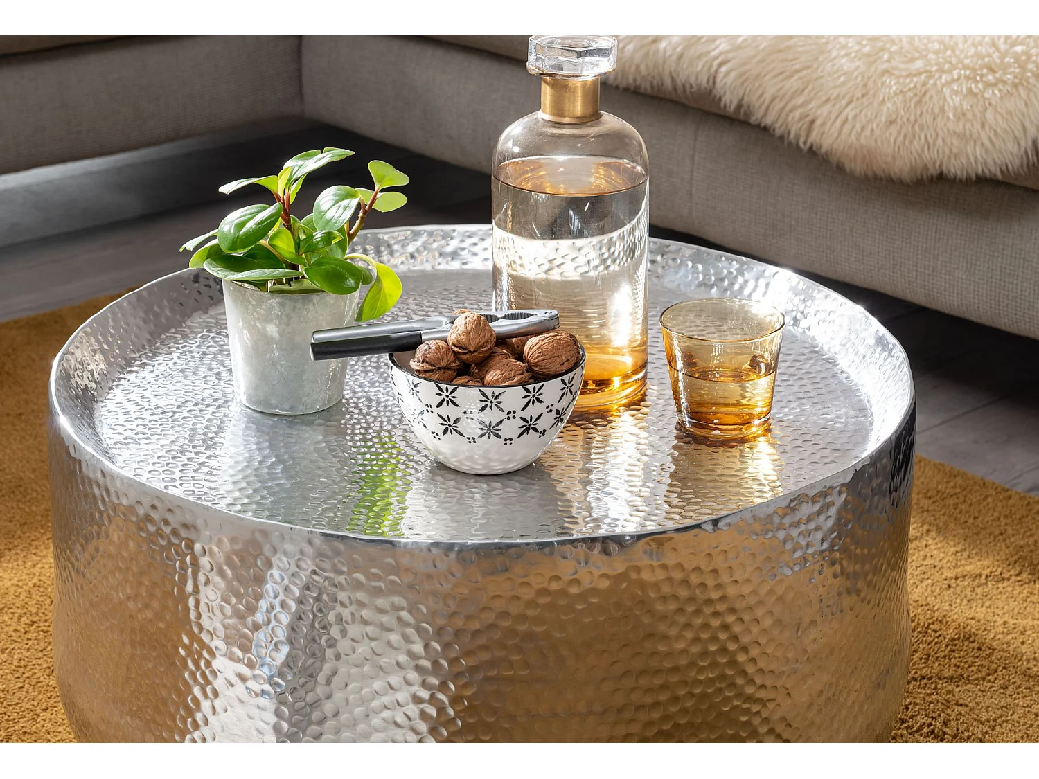 Couchtisch Sofatisch Metall 60x60x35 cm Wohnzimmertisch Rund Tisch Klein