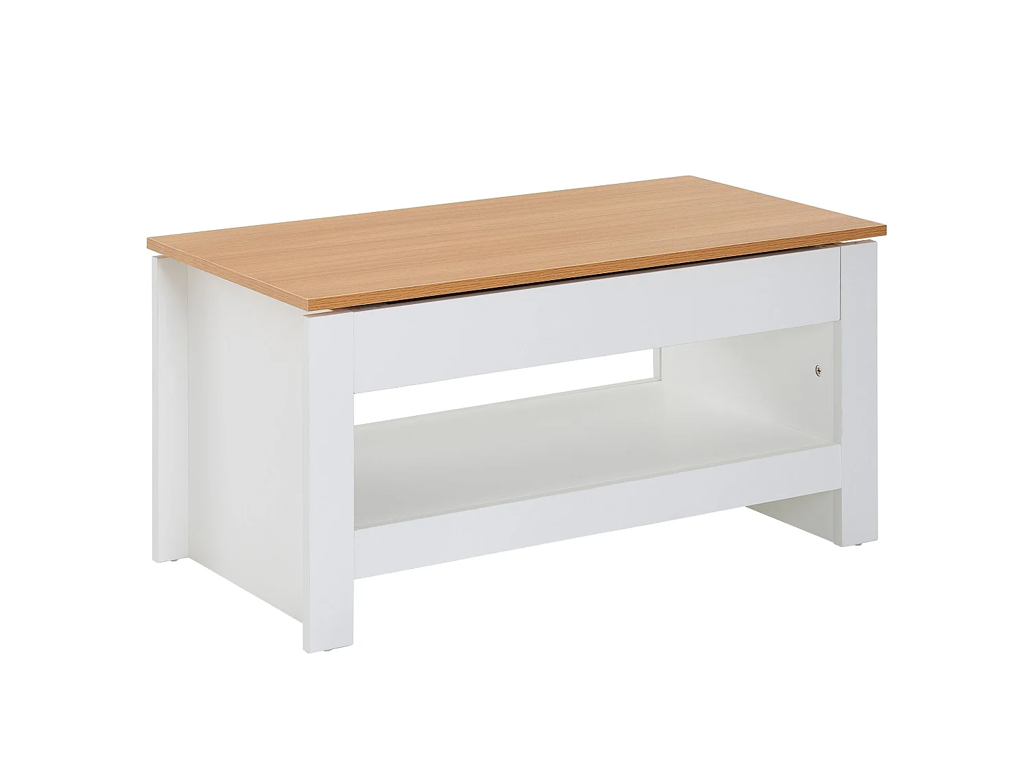 Couchtisch Wohnzimmertisch Weiß 85x47x42cm Sofatisch Tisch mit Stauraum