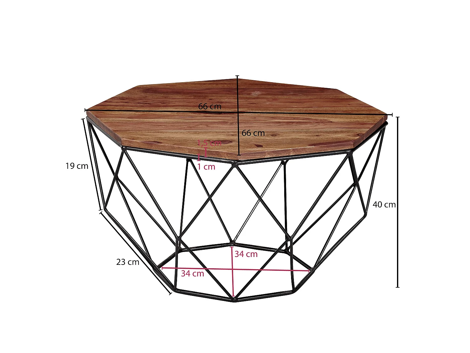 Couchtisch Sheesham 66x40x66 cm Wohnzimmertisch Holz Massiv Wohnzimmer
