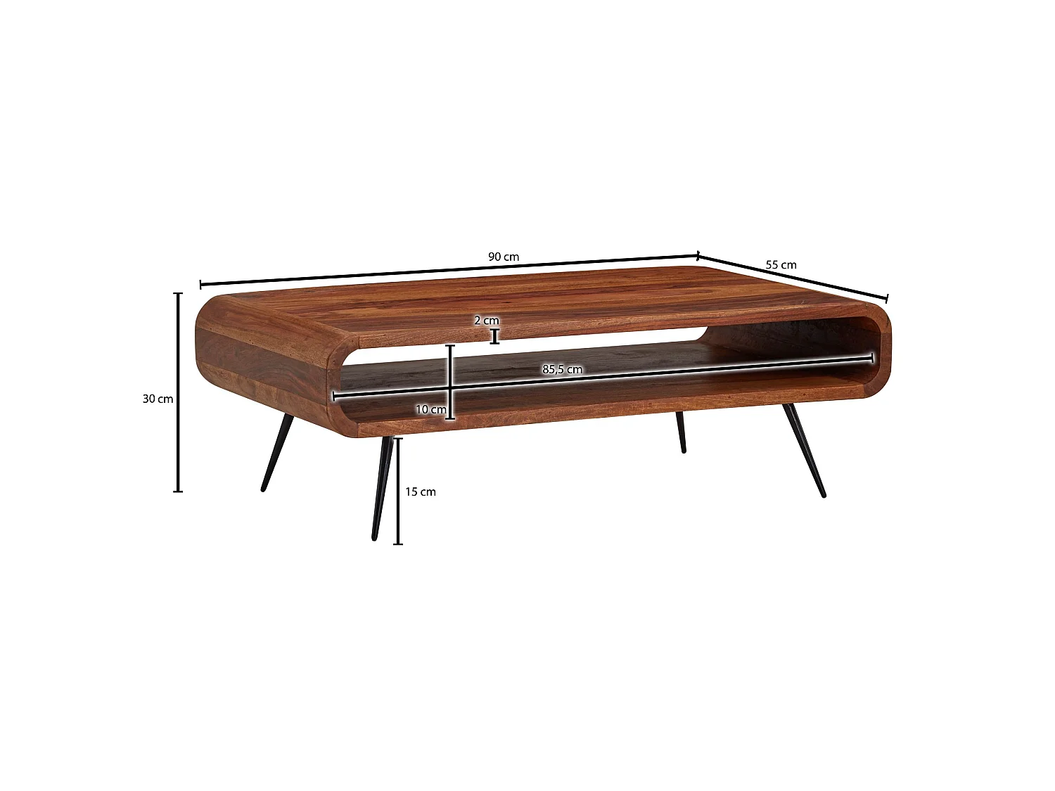 Couchtisch Sofatisch Holz Massiv 90x55x30 cm Wohnzimmertisch Tisch