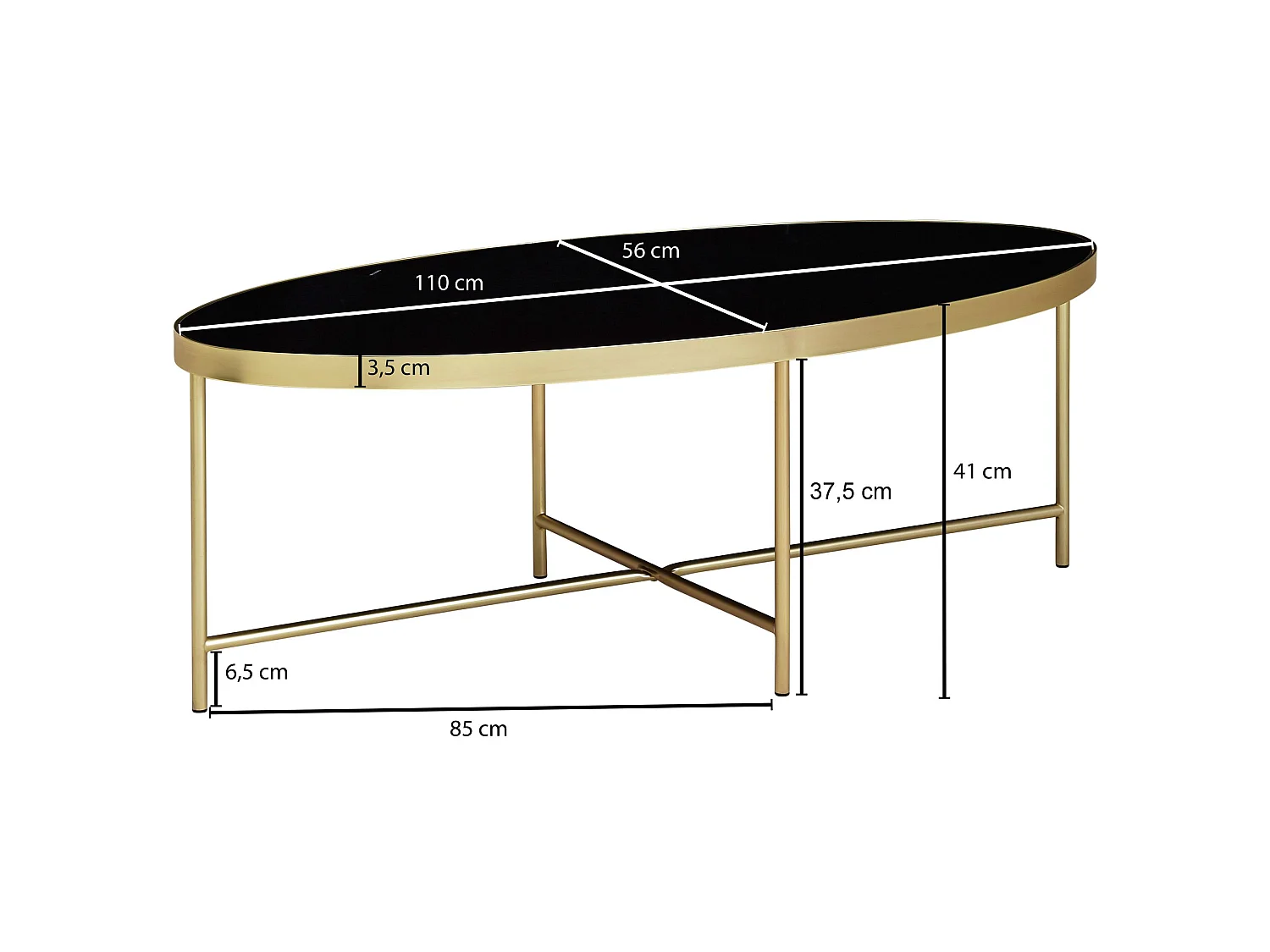 table basse en verre noir table de salon ovale 110 x 56 table en verre or
