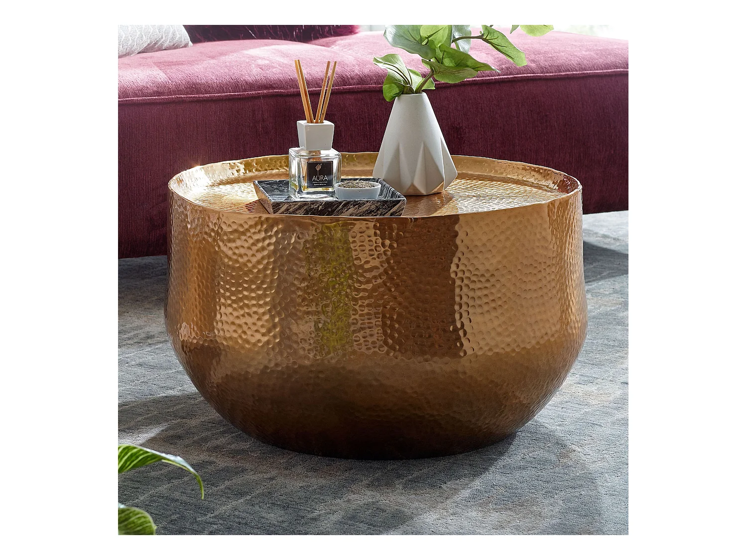 Couchtisch Sofatisch Metall 60x60x35 cm Wohnzimmertisch Rund Tisch Klein