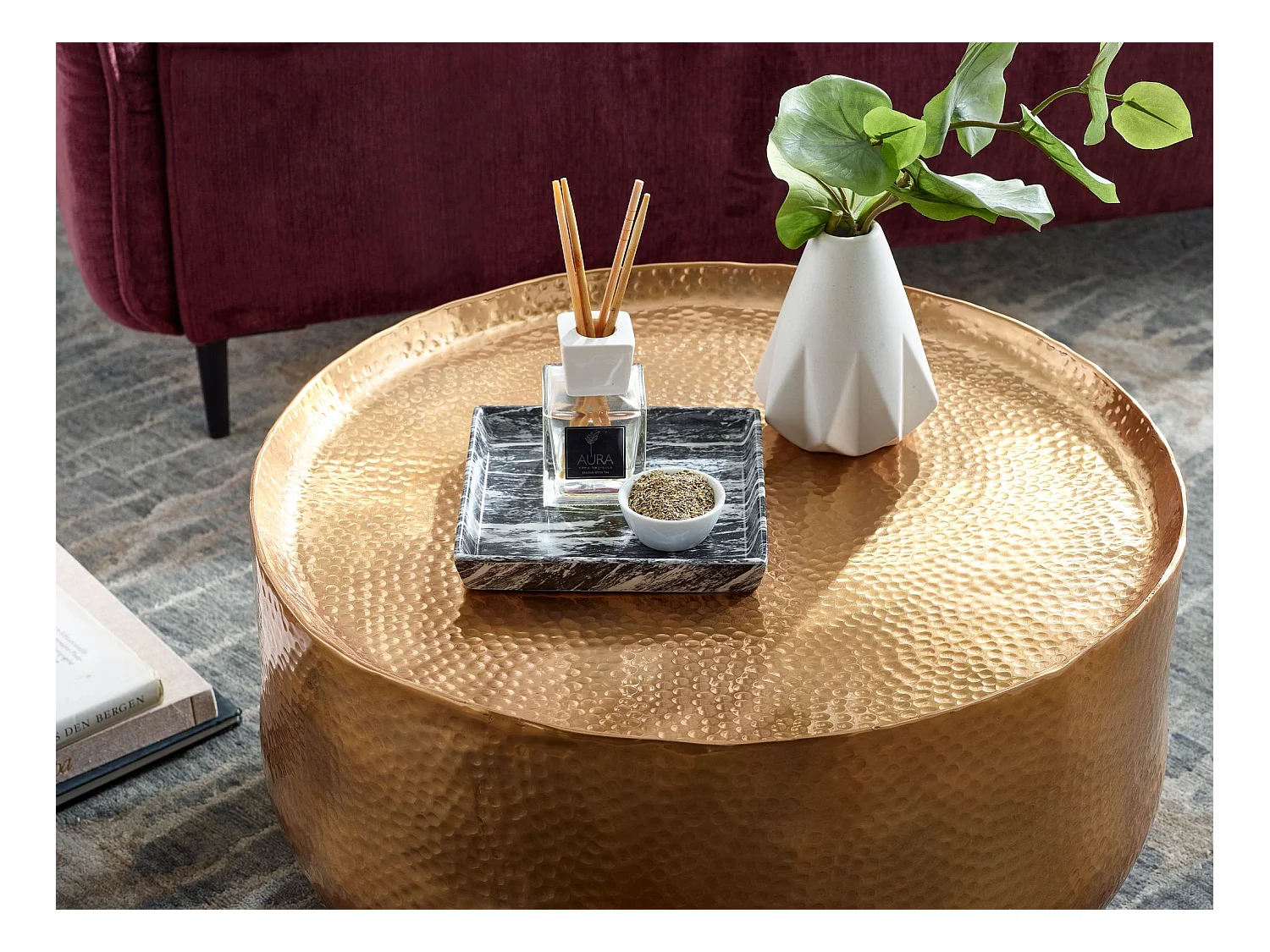 Couchtisch Sofatisch Metall 60x60x35 cm Wohnzimmertisch Rund Tisch Klein