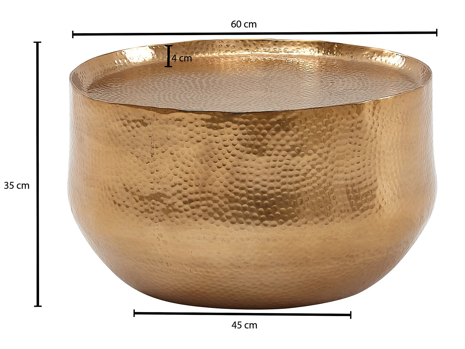 Table Basse de Salon 60x60x35 cm Table de Canapé Metal Orientale Ronde