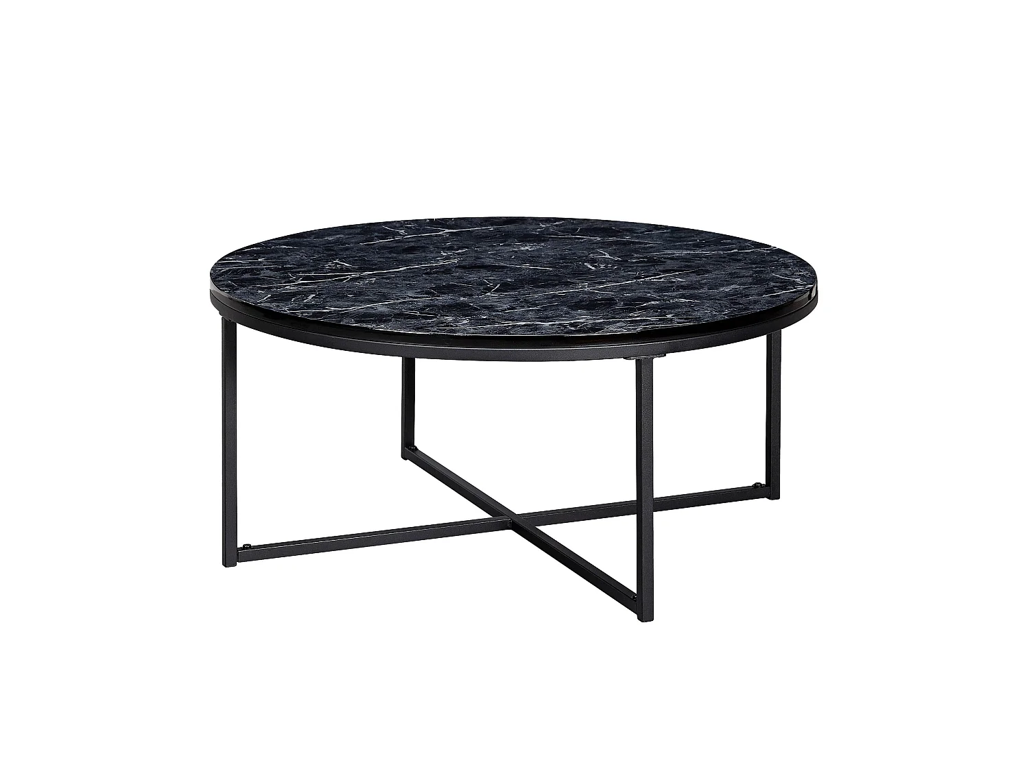 Table Basse de Salon Effet Marbré 80x36x80 cm Table Canapé Moderne Ronde