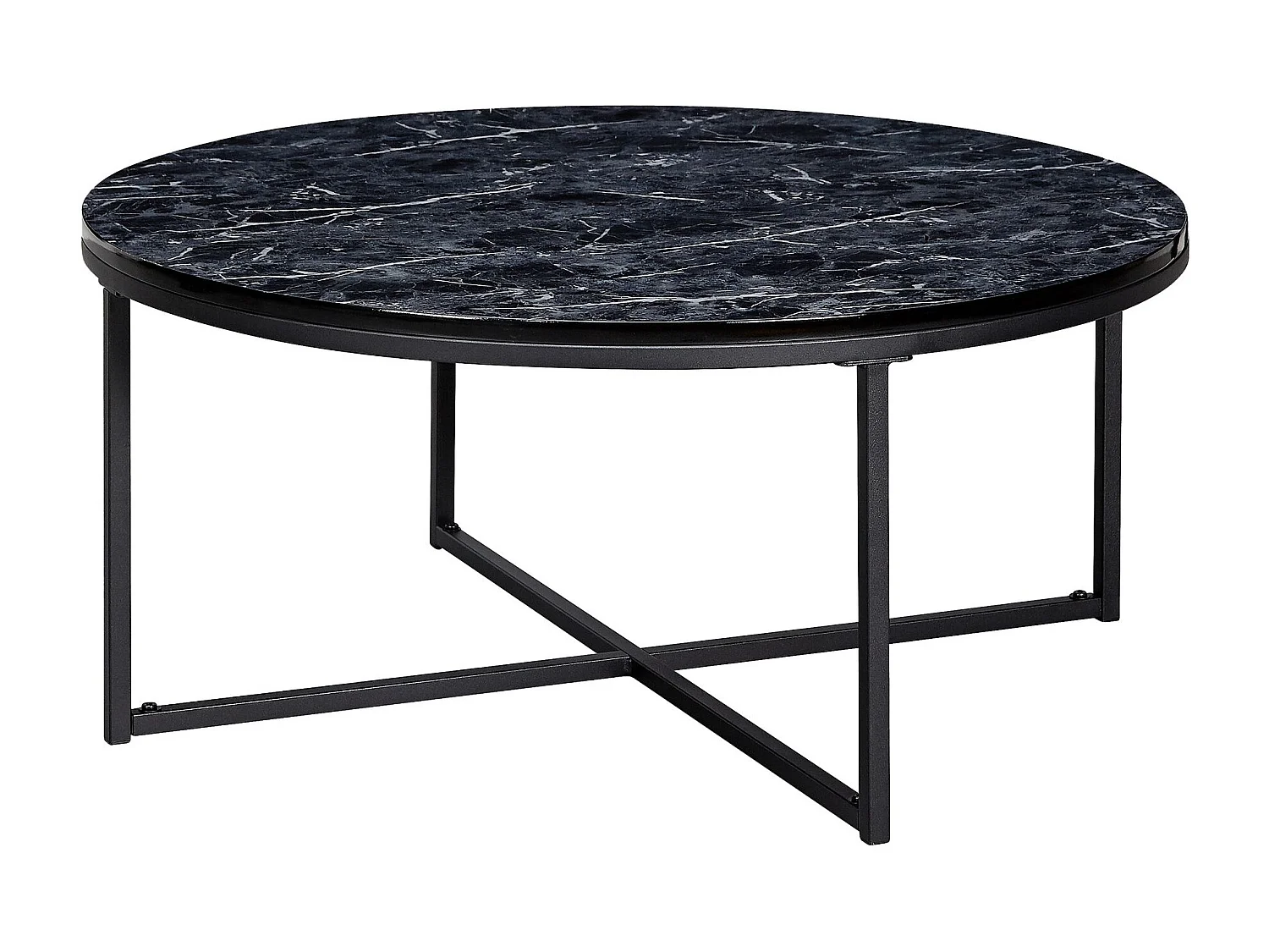 Table Basse de Salon Effet Marbré 80x36x80 cm Table Canapé Moderne Ronde