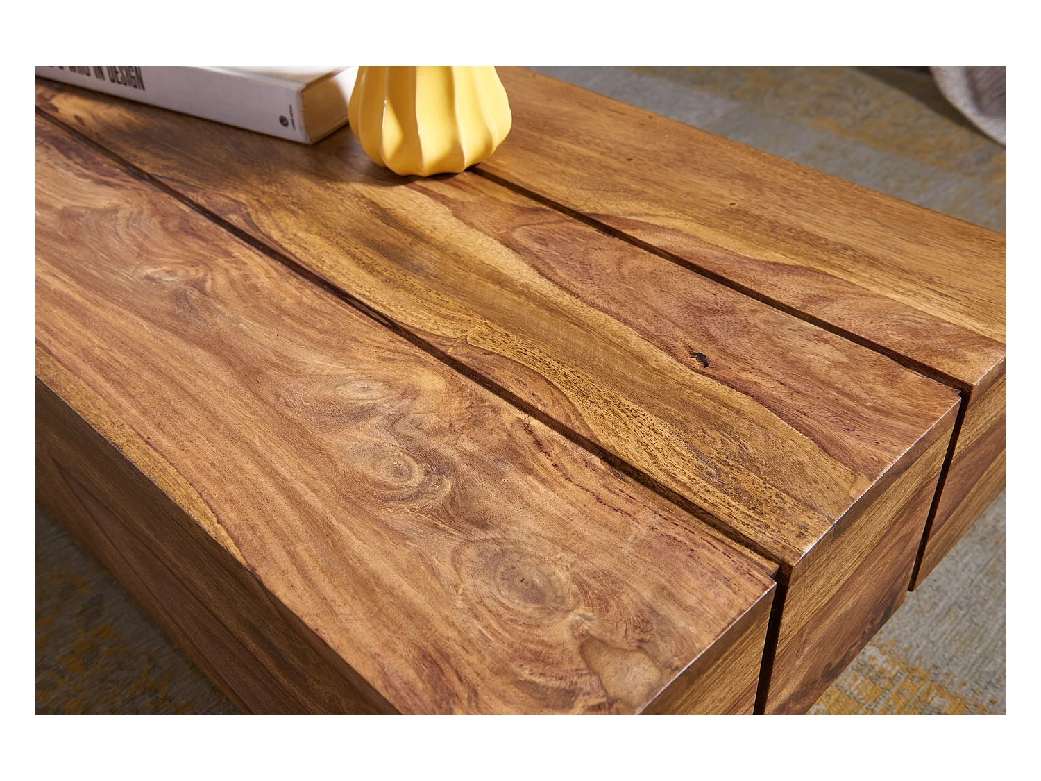 Table Basse Bois Massif 120x30x45cm Table d'appoint Table de salon