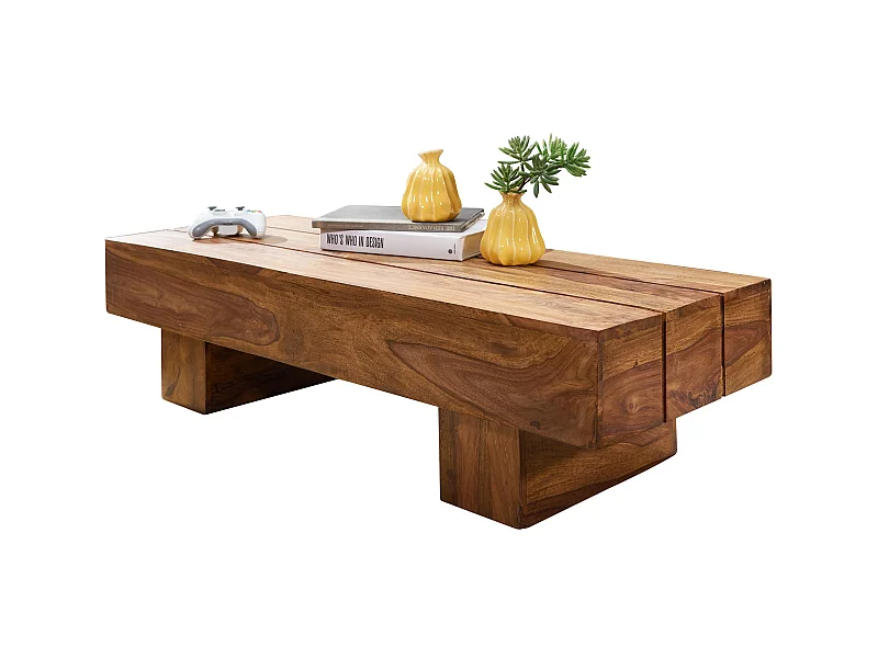 Table Basse Bois Massif 120x30x45cm Table d'appoint Table de salon