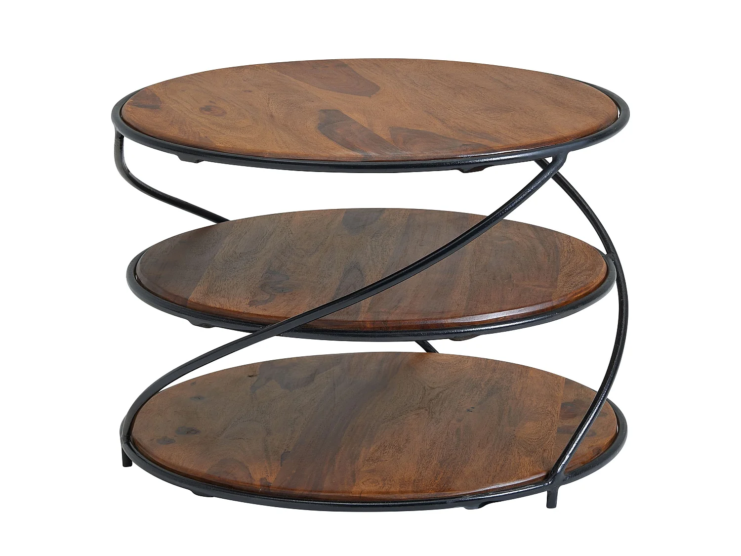 Table Basse de Salon Ronde Bois Massif 58x58x40,5cm Petite Table Moderne