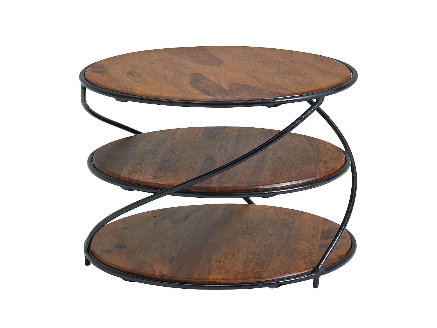 Table Basse de Salon Ronde Bois Massif 58x58x40,5cm Petite Table Moderne