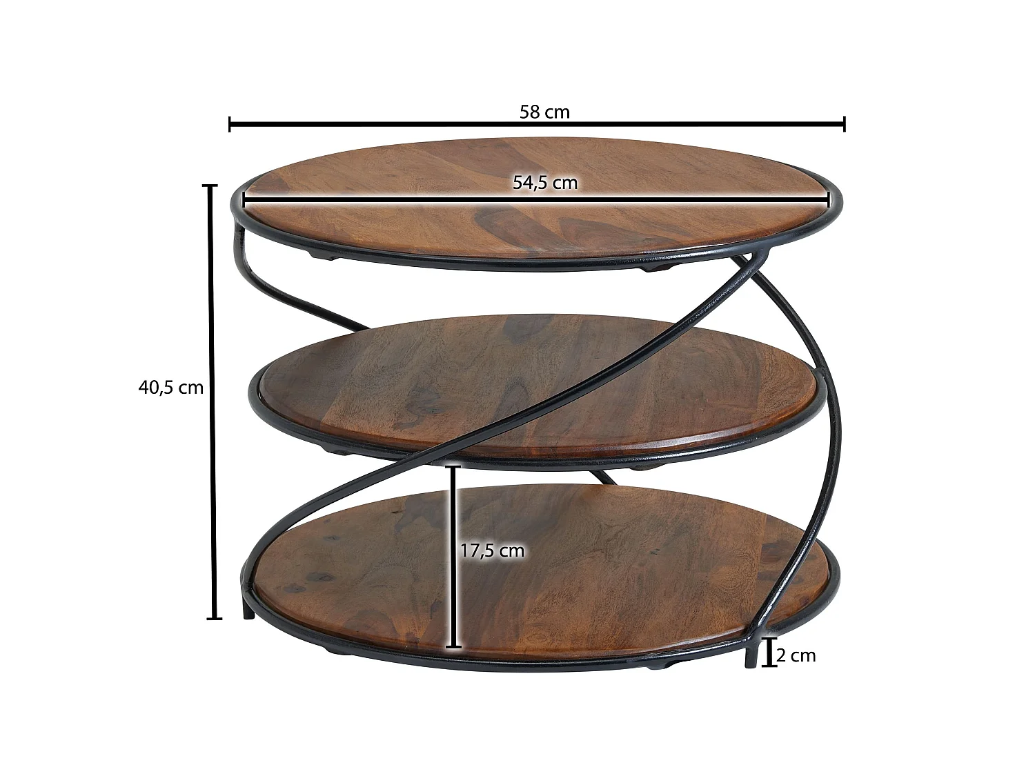 Table Basse de Salon Ronde Bois Massif 58x58x40,5cm Petite Table Moderne