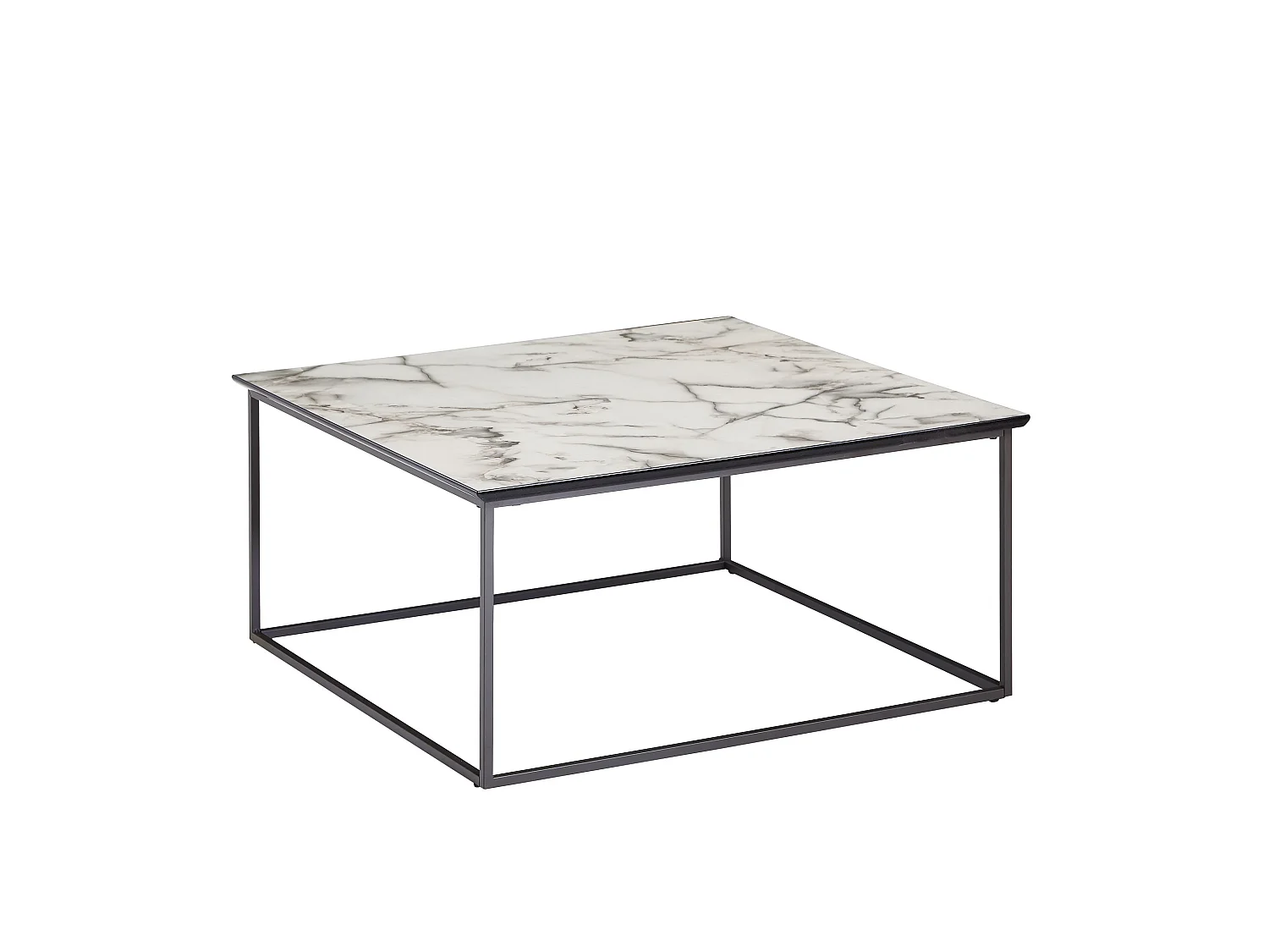 Table Basse de Salon Effet Marbré 80x38x80cm Table Canapé Moderne Carrée