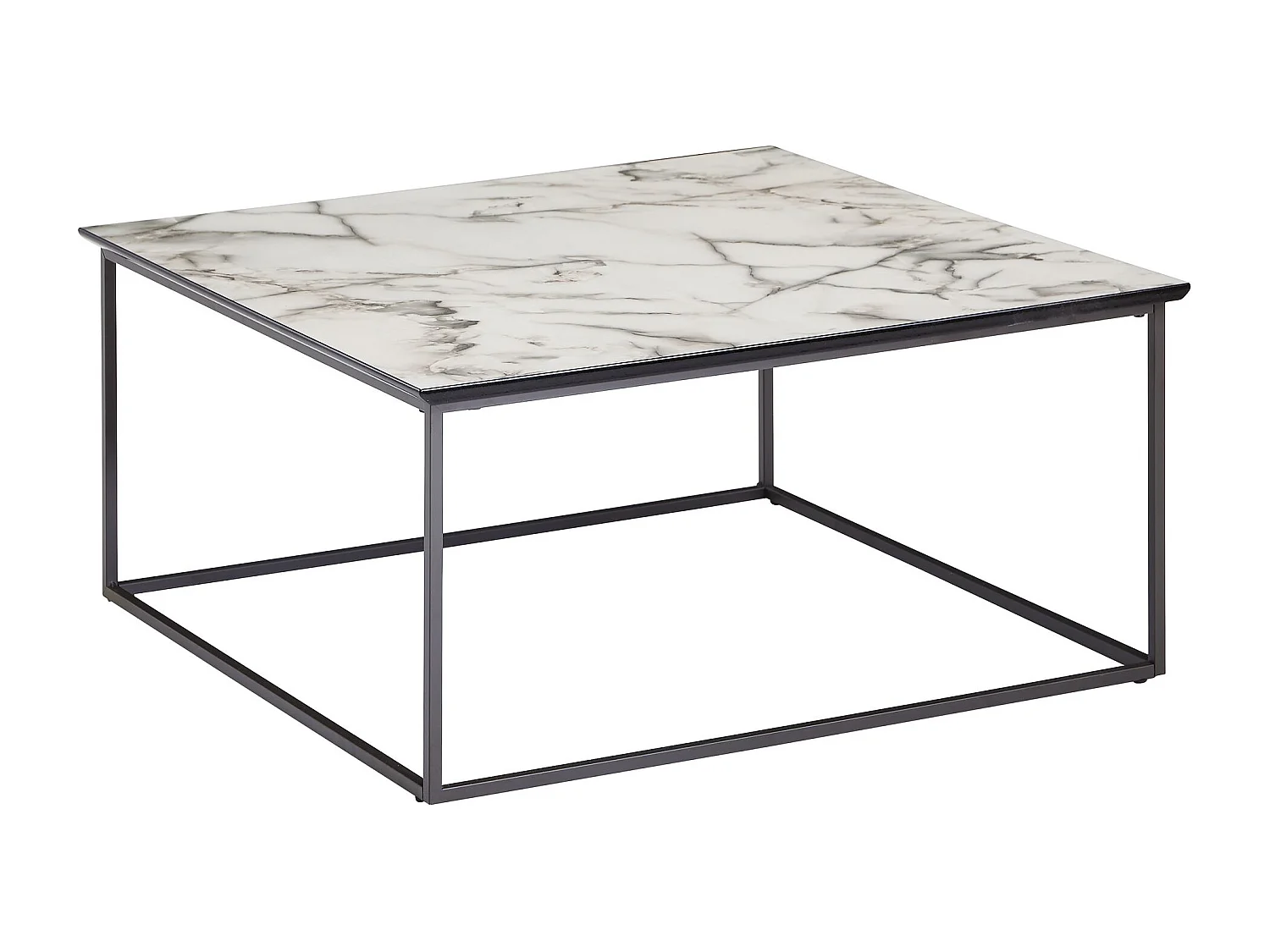 Table Basse de Salon Effet Marbré 80x38x80cm Table Canapé Moderne Carrée