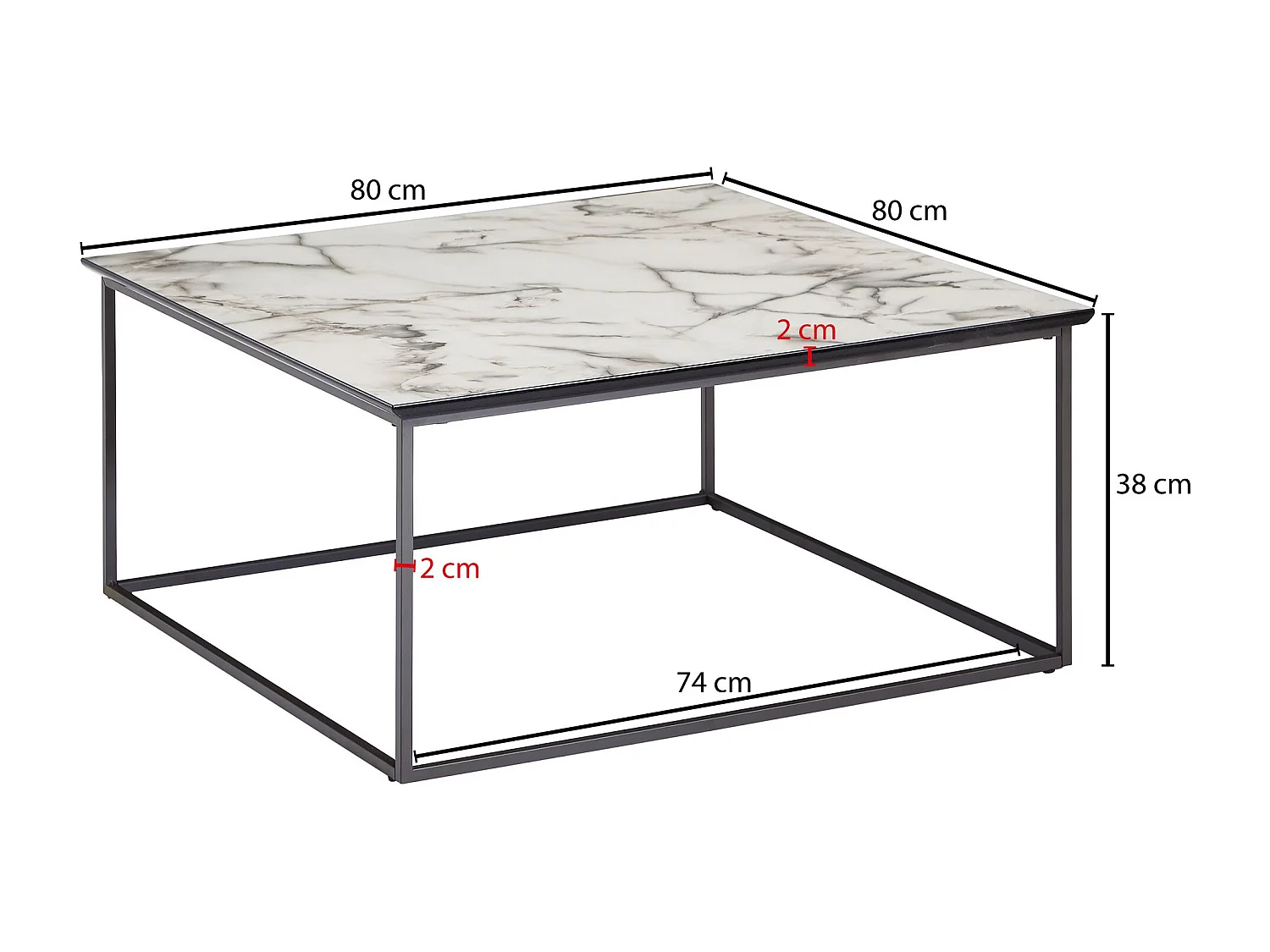 Table Basse de Salon Effet Marbré 80x38x80cm Table Canapé Moderne Carrée