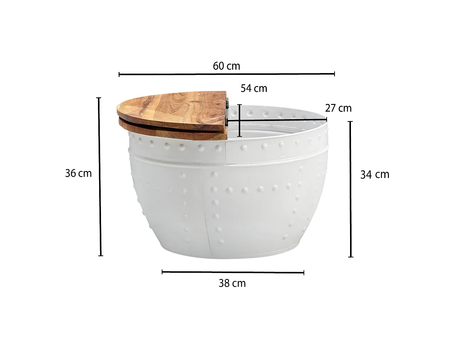 Couchtisch Mango Massivholz Ø60cm Wohnzimmertisch Sofatisch Stauraum