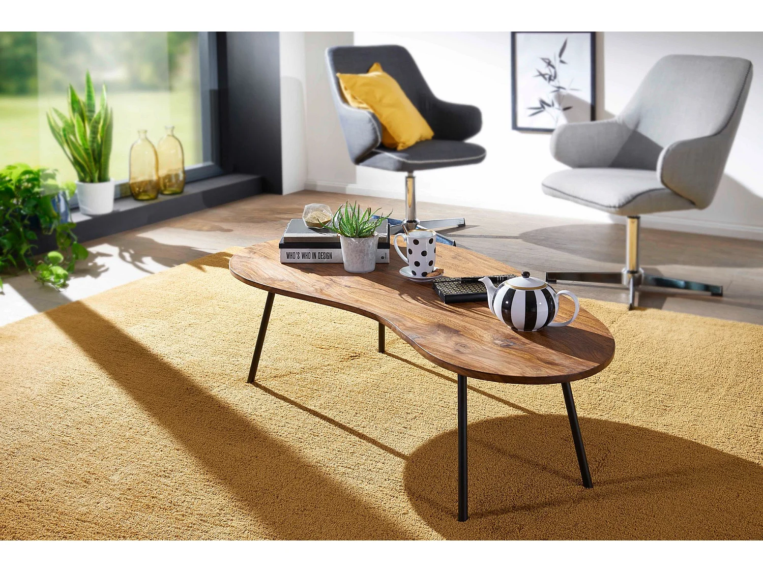 Table Basse Bois Massif 122x36x63cm Table d'appoint Table de salon