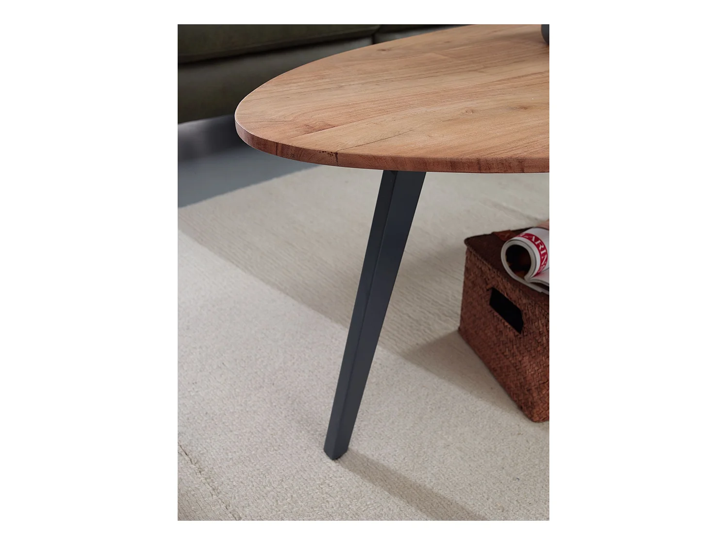 Couchtisch Akazie 110x60cm Massivholz Wohnzimmertisch Holz/Metall Tisch