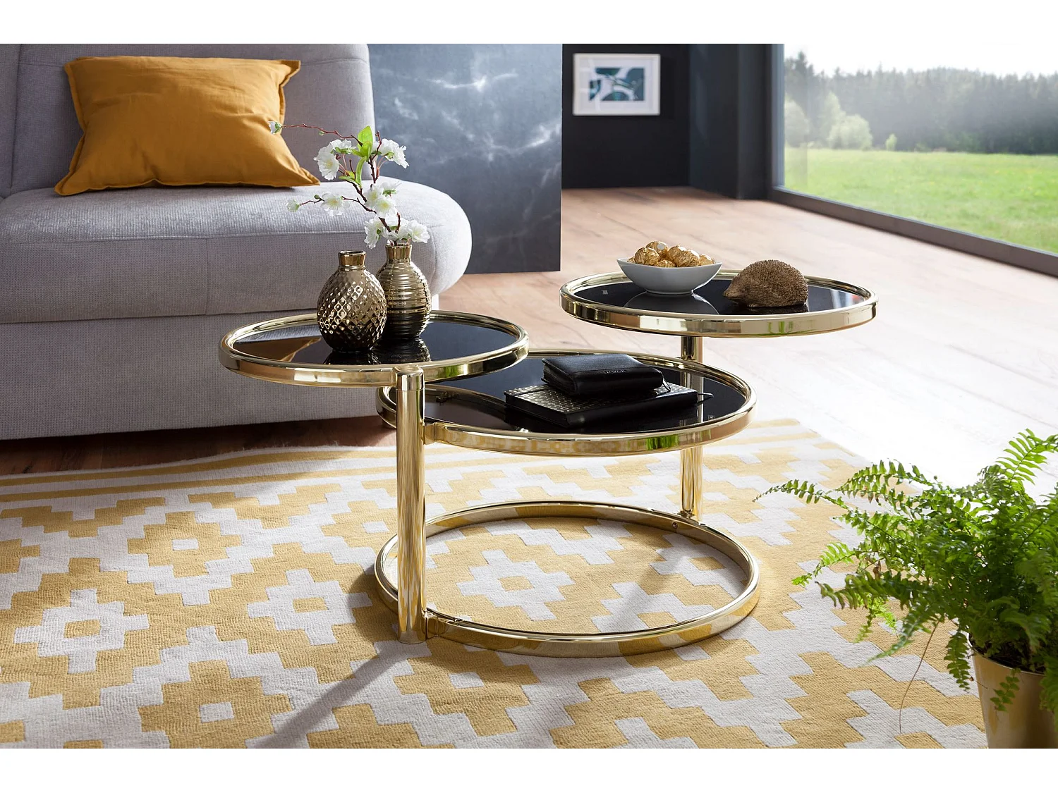 Couchtisch Metall Glas Beistelltisch Wohnzimmertisch Sofatisch 58cm Rund