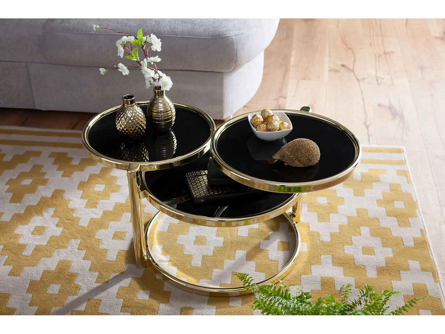 Couchtisch Metall Glas Beistelltisch Wohnzimmertisch Sofatisch 58cm Rund