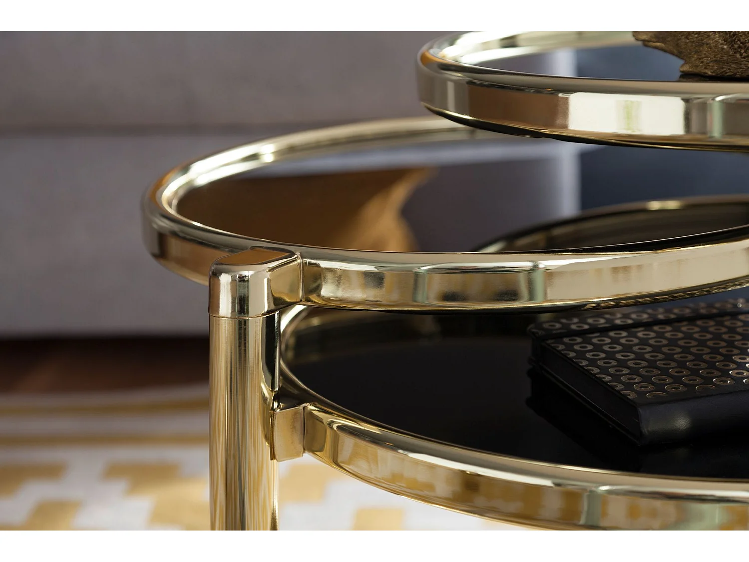 Couchtisch Metall Glas Beistelltisch Wohnzimmertisch Sofatisch 58cm Rund