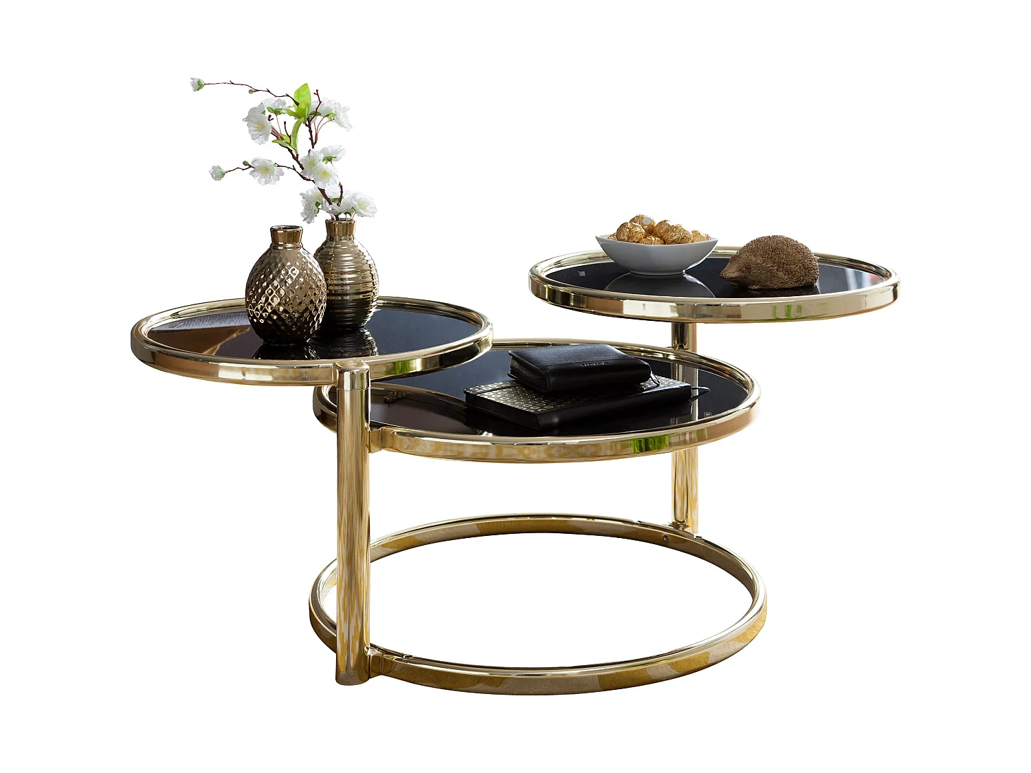 Table Basse Verre / Métal ø 58cm Table d'appoint Table de salon Rond