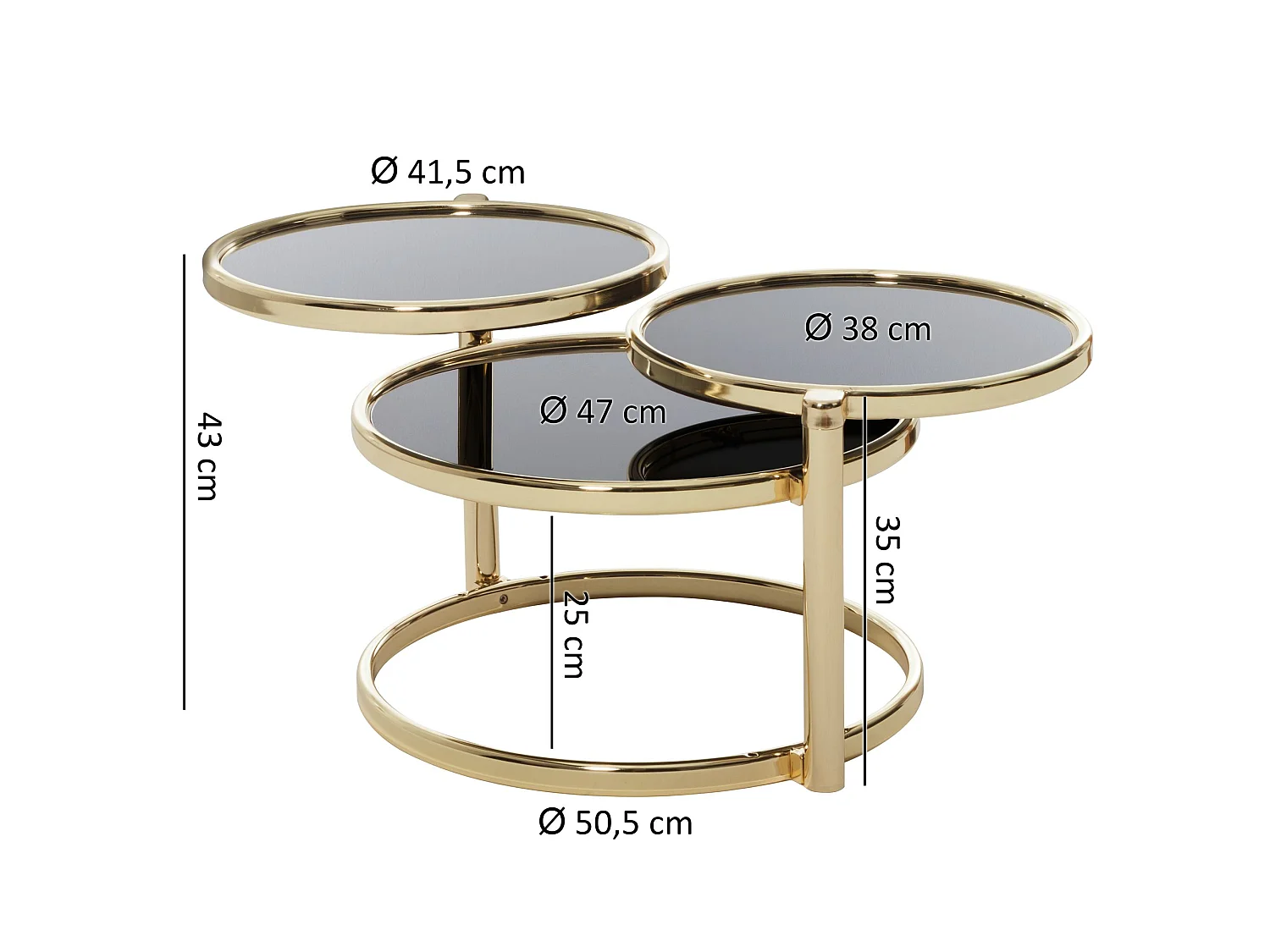 Table Basse Verre / Métal ø 58cm Table d'appoint Table de salon Rond
