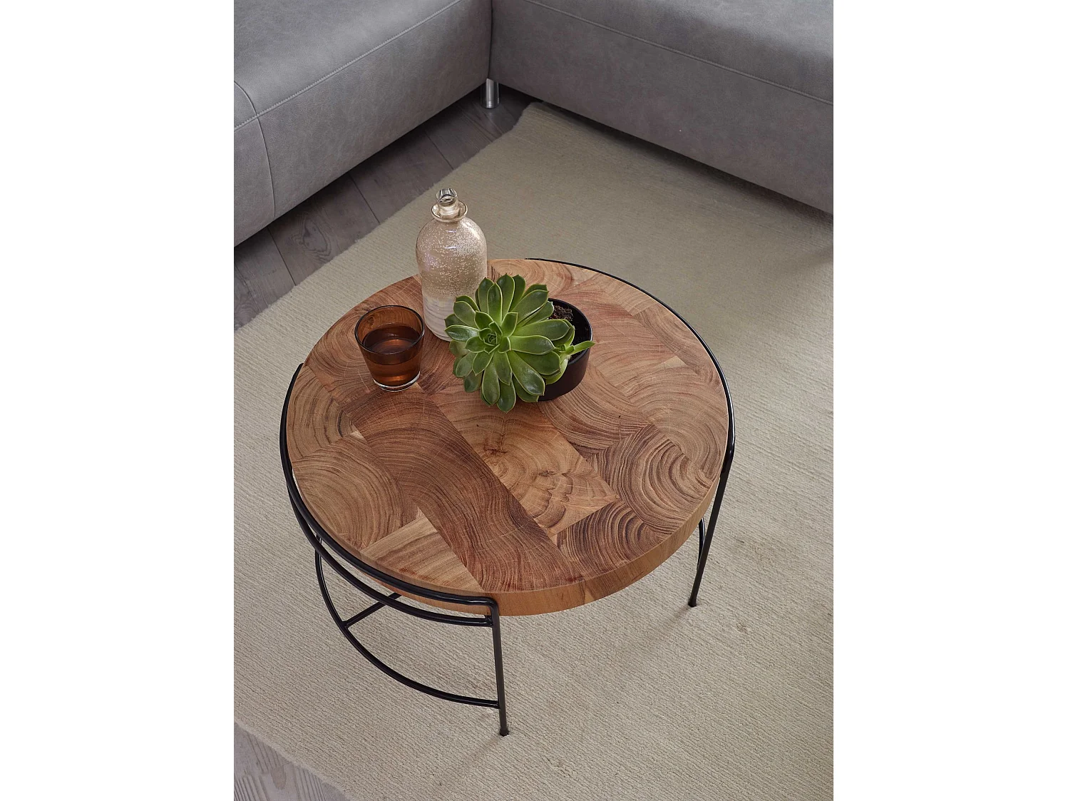 Couchtisch 62x40x62 cm Wohnzimmertisch Tisch Massivholz Sofatisch Rund