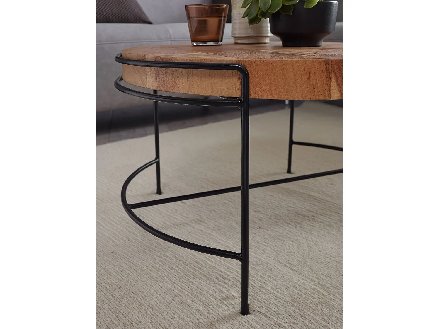 Couchtisch 62x40x62 cm Wohnzimmertisch Tisch Massivholz Sofatisch Rund