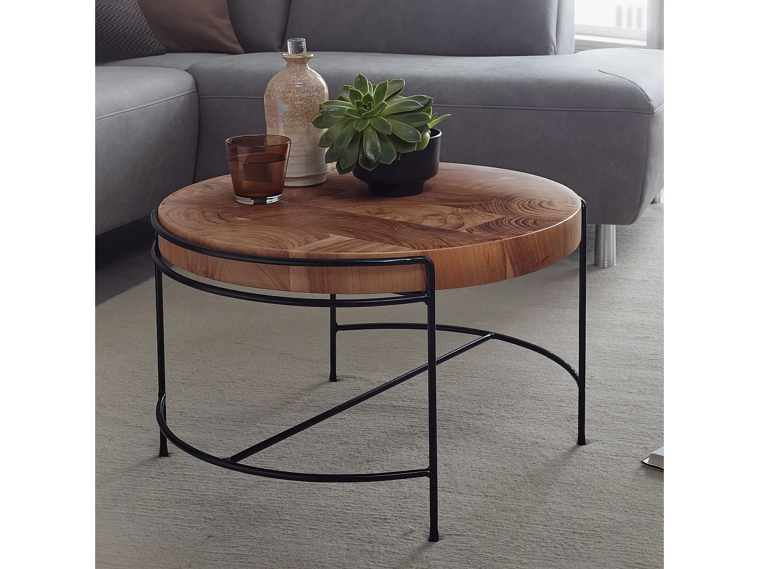 table basse 62x40x62 cm table de salon table basse ronde en bois massif