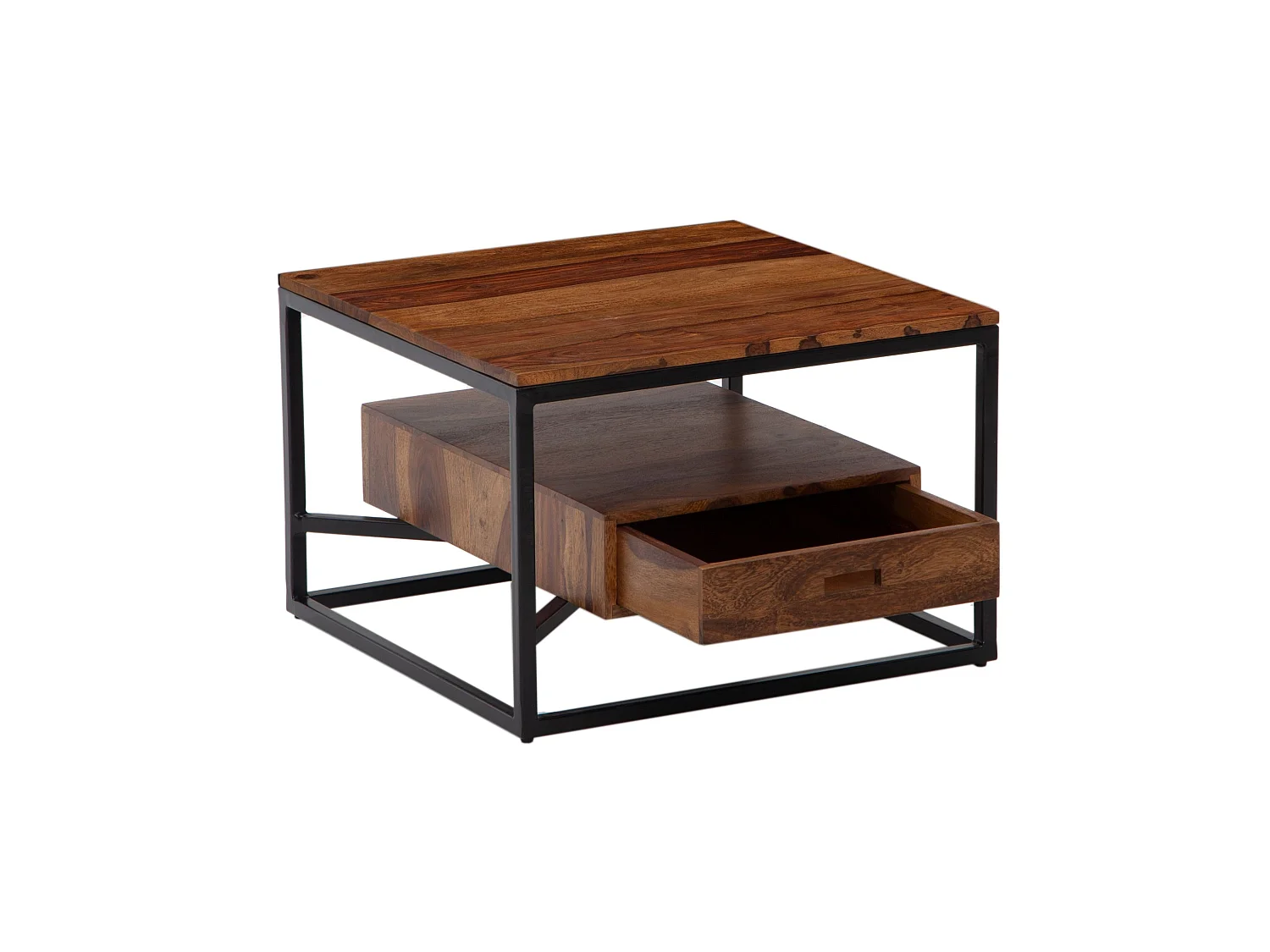 Table Basse Carré Bois Massif 60x60x40 cm Petite Table de Salon Moderne