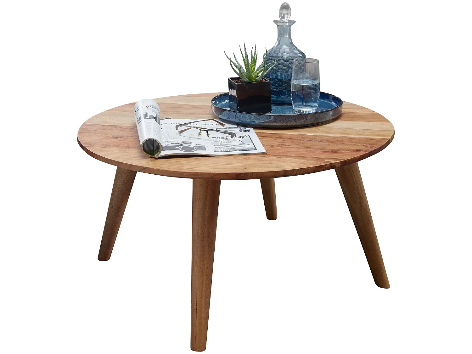 Table Basse Bois Massif 75x40x75 cm Table d'appoint Table de salon Rond