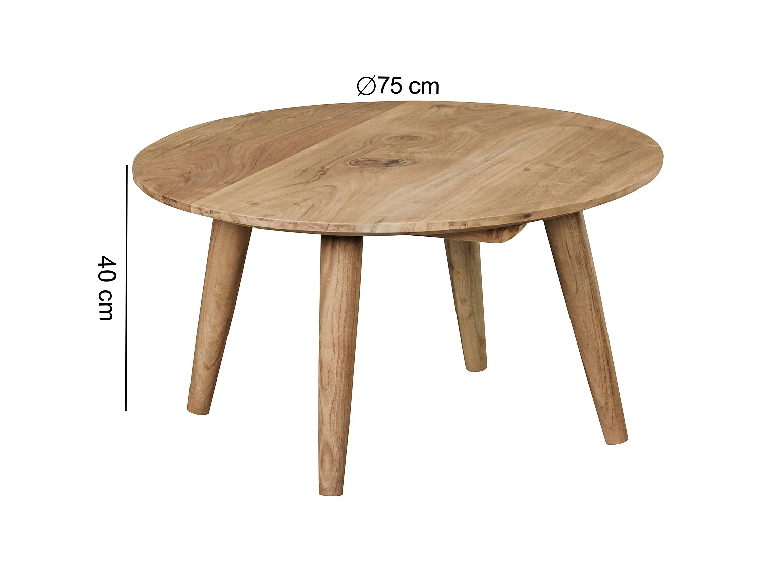 Table Basse Bois Massif 75x40x75 cm Table d'appoint Table de salon Rond