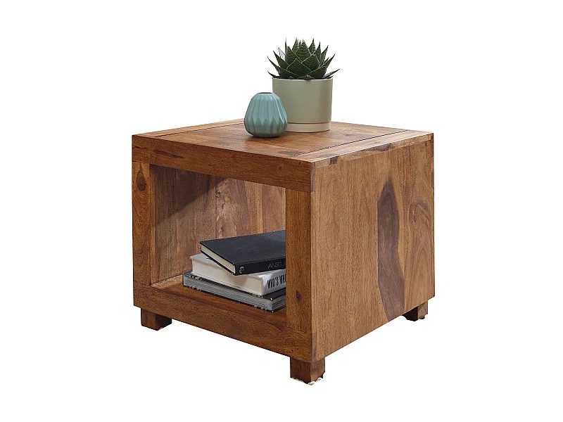 Sheesham Massivholz Couchtisch Wohnzimmertisch Beistelltisch 50x50cm