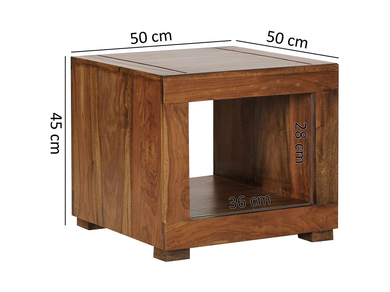 Sheesham Massivholz Couchtisch Wohnzimmertisch Beistelltisch 50x50cm
