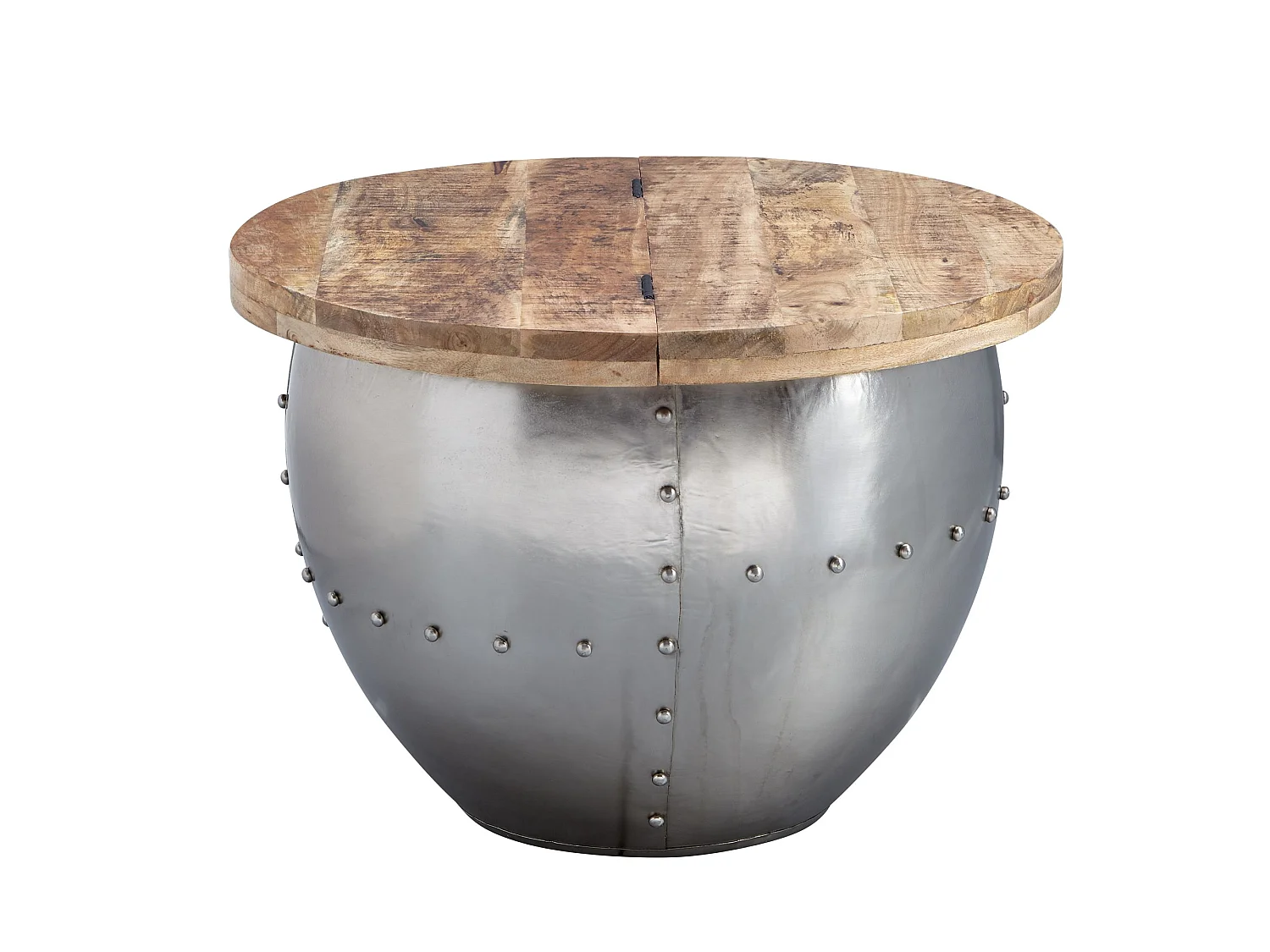 Couchtisch Rund Holz Metall Sofatisch Ø 60 cm Tisch Industrial Stauraum