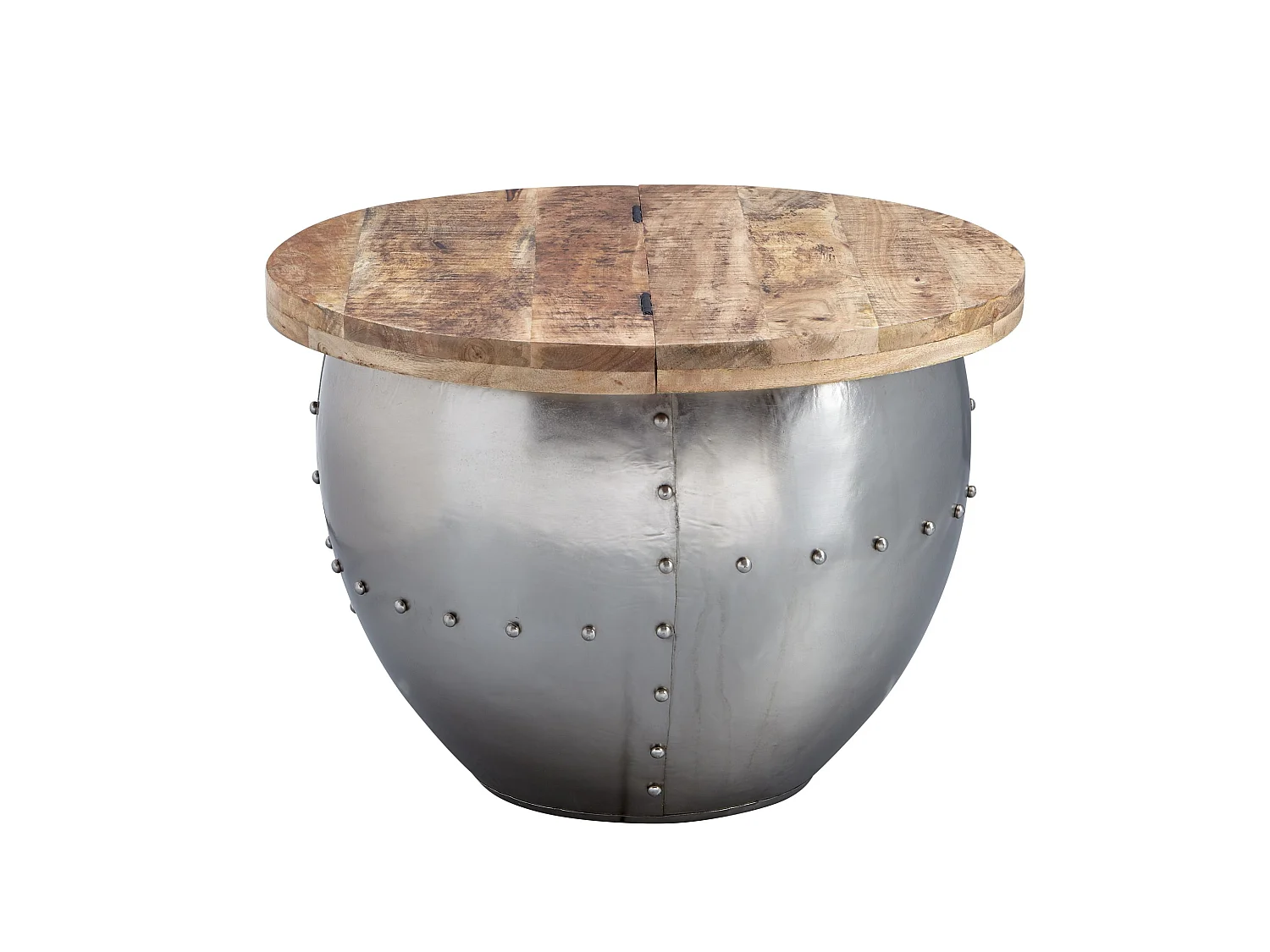 Table Basse Bois Massif / Métal 60x43x60 cm Table de Salon Industrielle