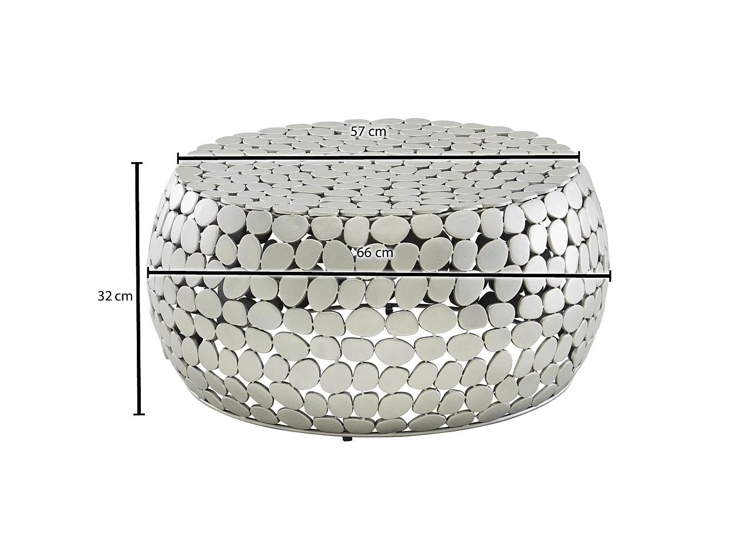 Table Basse Ronde Métal 66x66x32 cm Petite Table de Salon Moderne Argent