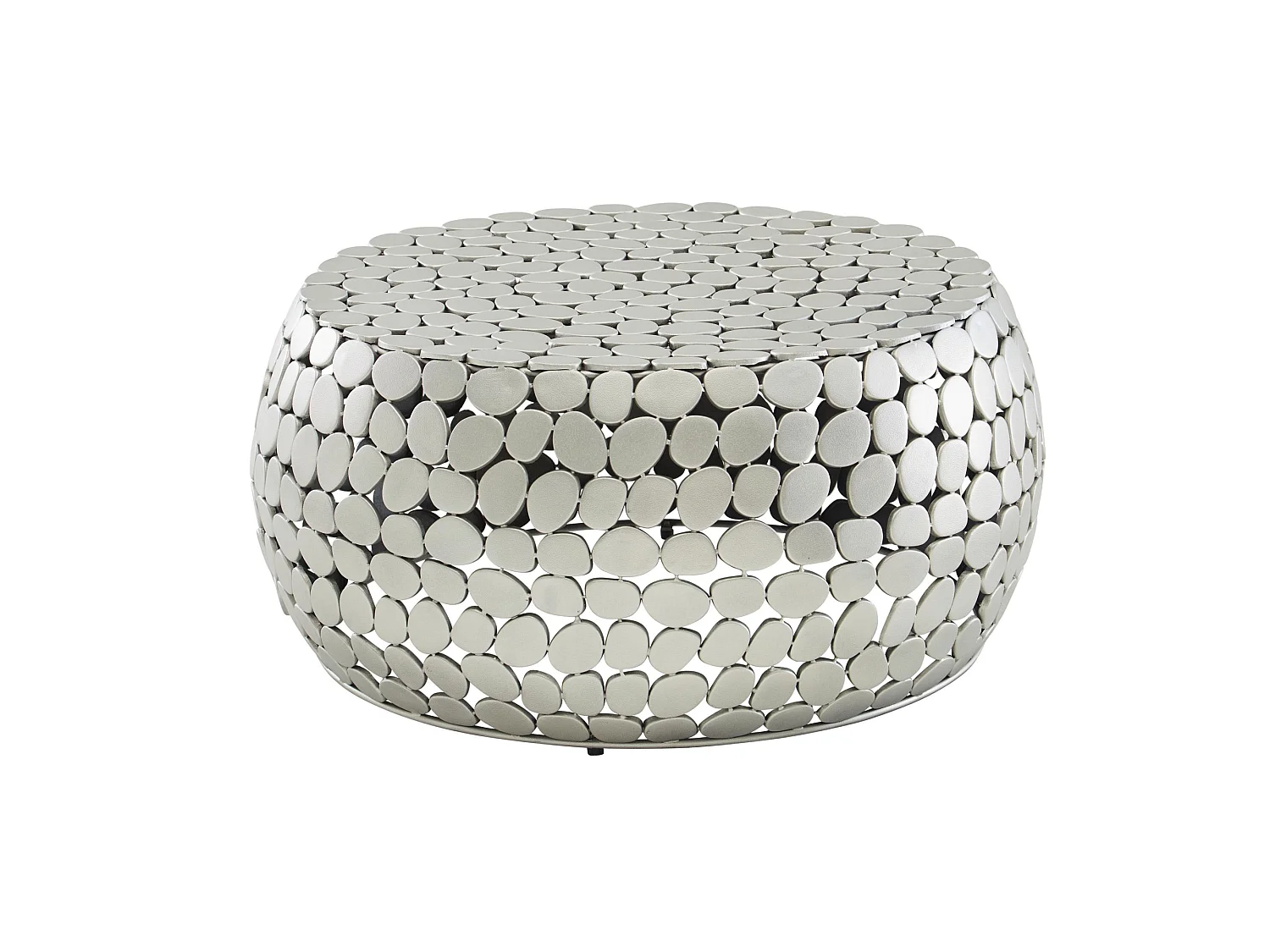 Table Basse Ronde Métal 66x66x32 cm Petite Table de Salon Moderne Argent