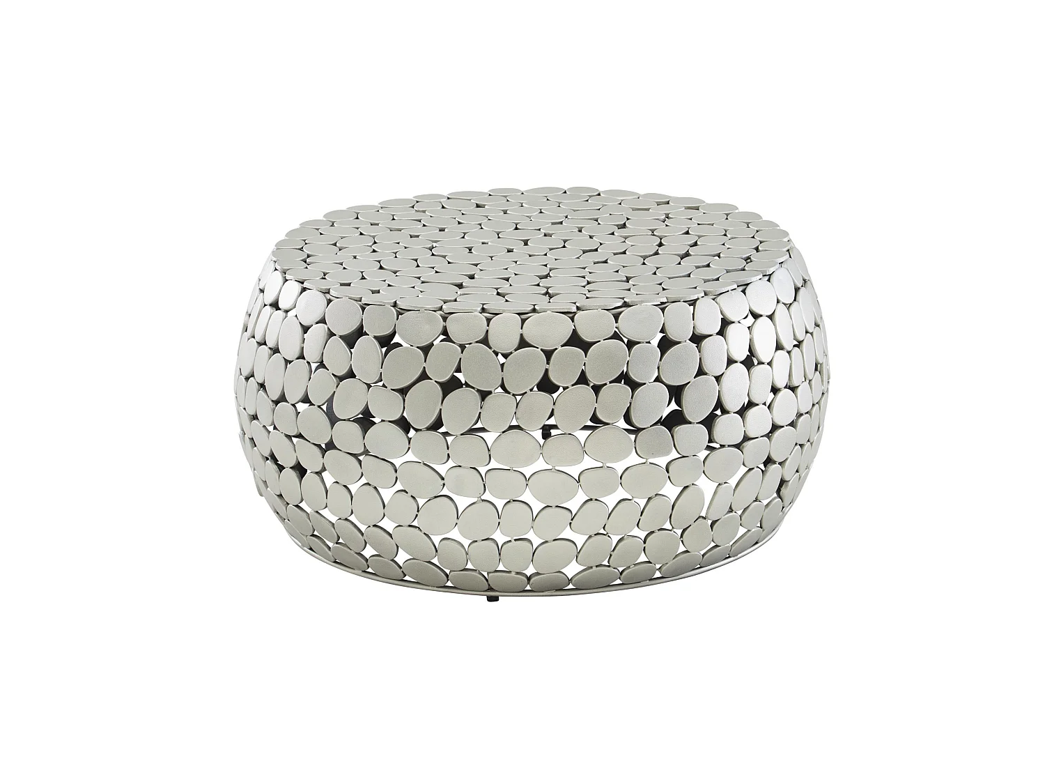 Table Basse Ronde Métal 66x66x32 cm Petite Table de Salon Moderne Argent