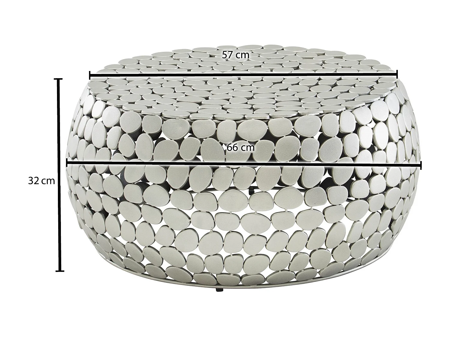 Couchtisch Sofatisch Metall Silber Ø 66 cm Tisch Wohnzimmertisch Rund