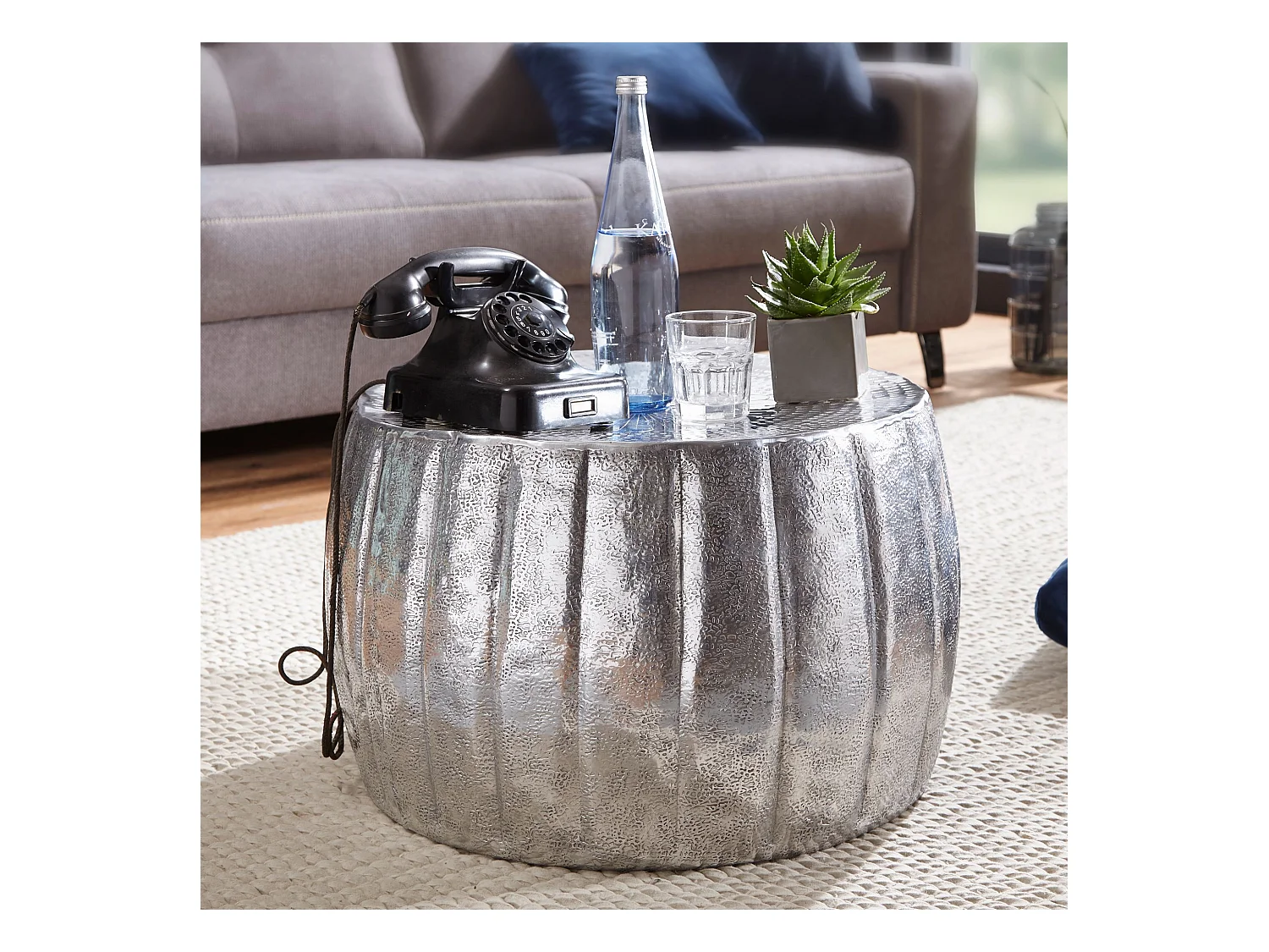 Table Basse Métal 60x36x60 cm Table d'appoint Design Bout de canapé Rond