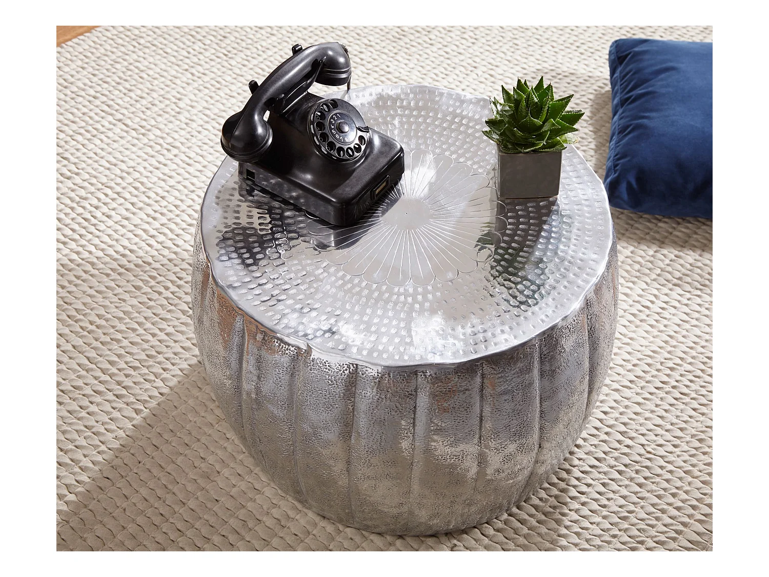 Table Basse Métal 60x36x60 cm Table d'appoint Design Bout de canapé Rond