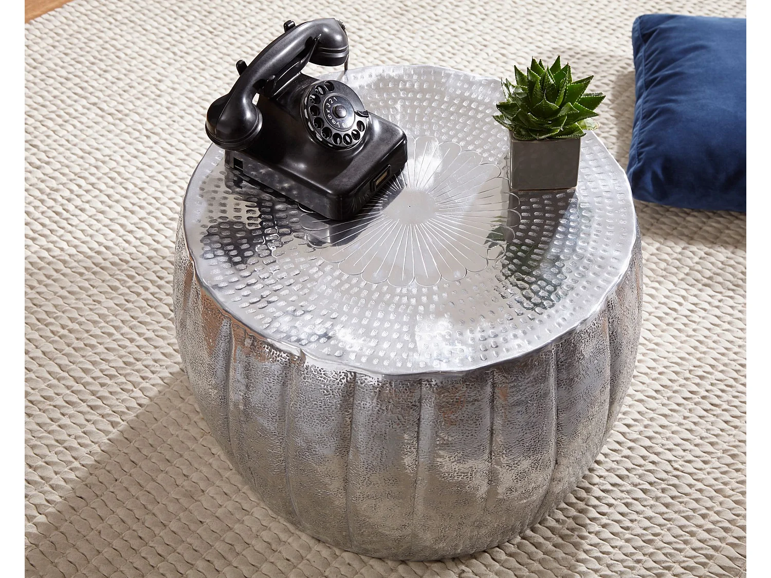 Table Basse Métal 60x36x60 cm Table d'appoint Design Bout de canapé Rond